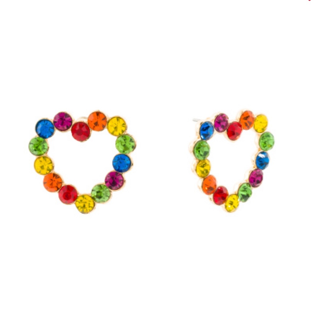 Betsey Johnson Fireball Crystal Heart Earrings